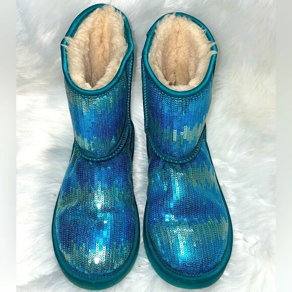 UGG silver and blue sequin winter boots size 5 - Picture 8 of 12